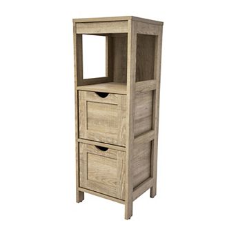 Flash Furniture Farmhouse Bathroom Storage Organizer with Drawers and Open Shelf