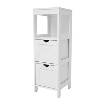 Flash Furniture Farmhouse Bathroom Storage Organizer with Drawers and Open Shelf