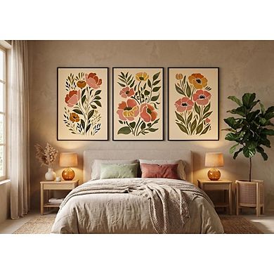 Boho Floral Wall Art Abstract Botanical Minimalist Unframed Posters