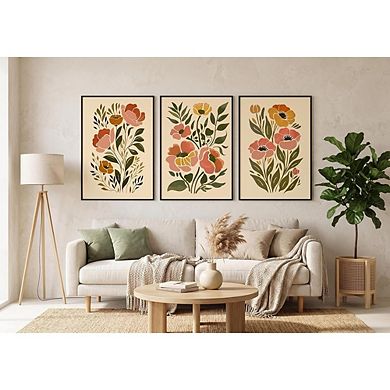 Boho Floral Wall Art Abstract Botanical Minimalist Unframed Posters