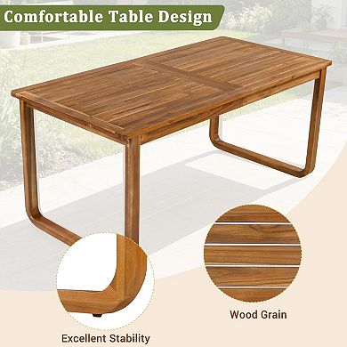 Eazegath 7-Piece Outdoor Wood Rectangular Dining Table Set with 6 Chairs and Cushions