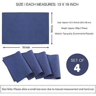 Waffle Jacquard Placemats, Washable & Heat-Resistant, Set of 4