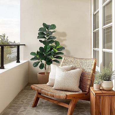 Artificial Fiddle Leaf Fig Tree, Lifelike Indoor Plant for Living Room, Home & Office Decor