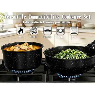 MOEPLSY21-Piece Black Nonstick Cookware Set Detachable HandleNon-Toxic Induction Ready