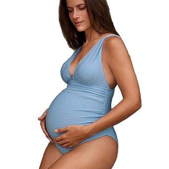 Seoria Maternity One Piece Swimsuit Deep V Neck Textured Swimwear