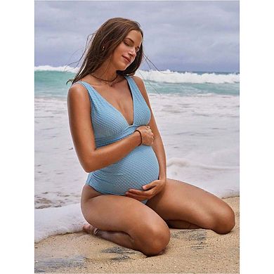 Seoria Maternity One Piece Swimsuit Deep V Neck Textured Swimwear