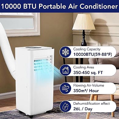 10,000 BTU Portable Air Conditioner, 3-in-1 Remote Control AC with 24-Hour Timer