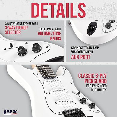 LyxPro CS 36” Beginner Electric Guitar Kit with Amp Cable, 6 Picks & Learner’s Guide