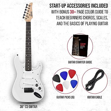 LyxPro CS 36” Beginner Electric Guitar Kit with Amp Cable, 6 Picks & Learner’s Guide