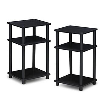 Furinno 2 Packs 15.5" x 15.5" x 17.8" Wood Nightstand Bedside Table with Drawer & Shelf