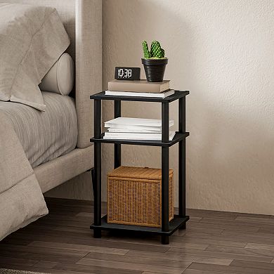 Furinno 2 Packs 15.5" x 15.5" x 17.8" Wood Nightstand Bedside Table with Drawer & Shelf