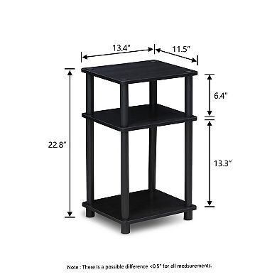 Furinno 2 Packs 15.5" x 15.5" x 17.8" Wood Nightstand Bedside Table with Drawer & Shelf