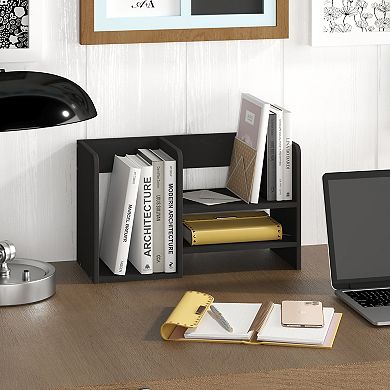 Furinno Desk Organizer Office Shelf with Compartment Stores Open Storage for Bedroom Kitchen