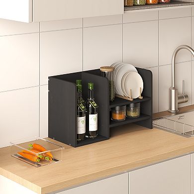 Furinno Desk Organizer Office Shelf with Compartment Stores Open Storage for Bedroom Kitchen