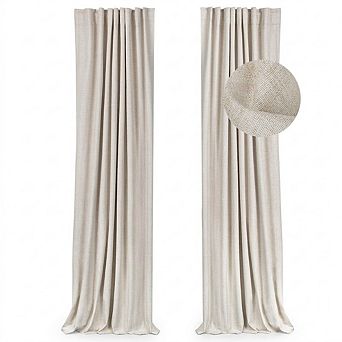 Blackout Linen Curtains Thermal Insulated Drapes for Bedroom & Living Room