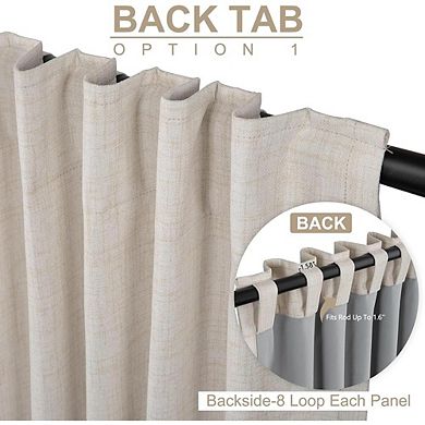 Blackout Linen Curtains Thermal Insulated Drapes for Bedroom & Living Room
