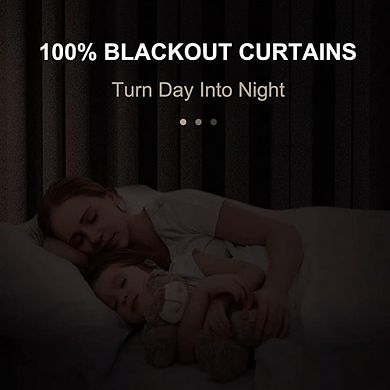 Blackout Linen Curtains Thermal Insulated Drapes for Bedroom & Living Room