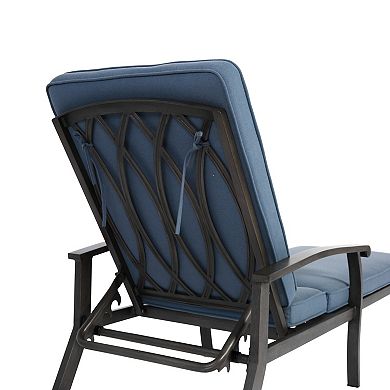 Eazegath Outdoor Cast Aluminum Adjustable Chaise Lounge Chair with Wheels and Armrests
