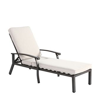 Eazegath Outdoor Cast Aluminum Adjustable Chaise Lounge Chair with Wheels and Armrests