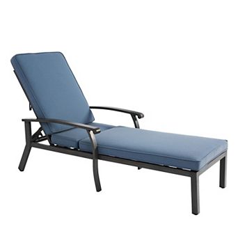 Eazegath Outdoor Cast Aluminum Adjustable Chaise Lounge Chair with Wheels and Armrests
