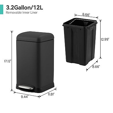 12 L Trash Can, Touchless Waste Bins Smart Sensor Garbage Cans