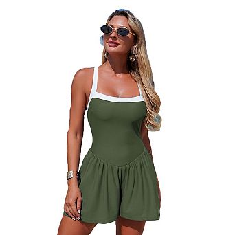 Seoria Women's Slimming One-Piece Swim Dress, Square Neck Bathing Suit for Vacation