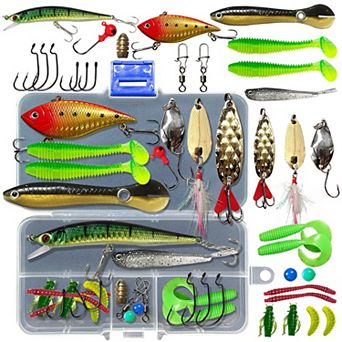30 pc Fishing Lures Kit Crankbaits Spinnerbaits Worms Jigs Hooks