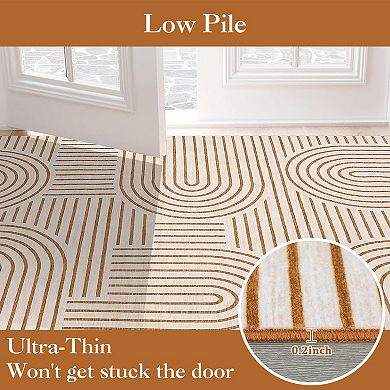 Washable Abstract Rug Runners, Non Slip Non Shedding, Low Pile Soft Bedside Rug , Rainbow Runner Rug