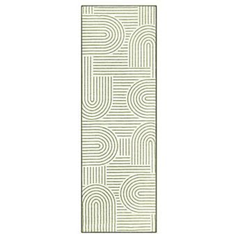 Washable Abstract Rug Runners, Non Slip Non Shedding, Low Pile Soft Bedside Rug , Rainbow Runner Rug
