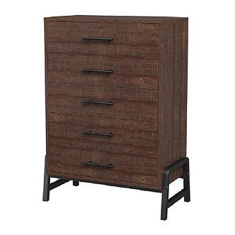 5 Drawer Dresser for Bedroom, With Storage Freestanding, Wooden Closet Chest for Living Room