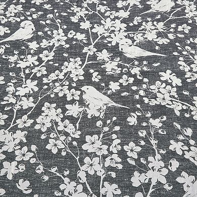 5-Piece Jacquard Comforter Set - Charcoal Grey Bird & Floral Bedding