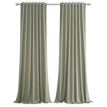 Linen Blackout Curtains, Thermal Insulated Back Tab Room Darkening Panels