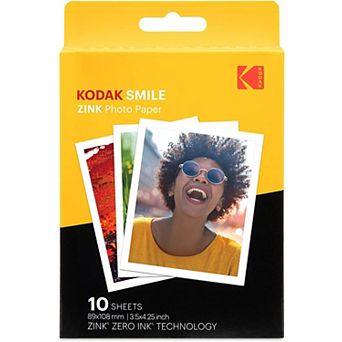Kodak 3.5 x 4.25 Inch Premium Zink Photo Paper 10 Sheets for Smile Classic Camera