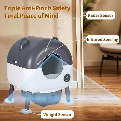 Self-Cleaning Cat Litter Box with Large Capacity & App Control, Triple Safety Protection, Dark Gray