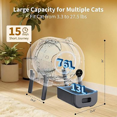 Self-Cleaning Cat Litter Box with Large Capacity & App Control, Triple Safety Protection, Dark Gray