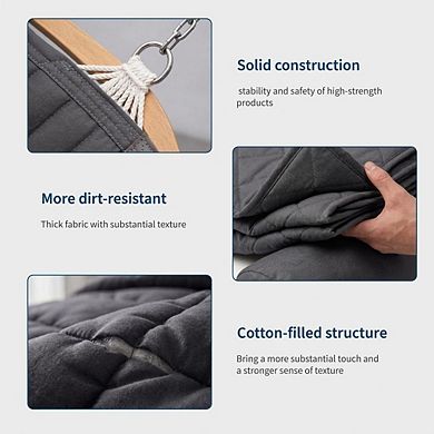 Double Quilted Hammock for 2 - Weather Resistant, Curved Bar, 12FT, 450 lbs, Backyard, Patio, Lawn