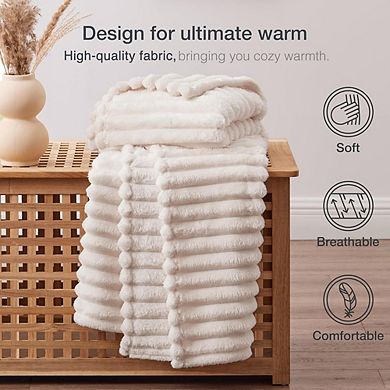 Striped Throw Blanket Soft Lightweight Flannel Cozy All Season Decorative Blanket