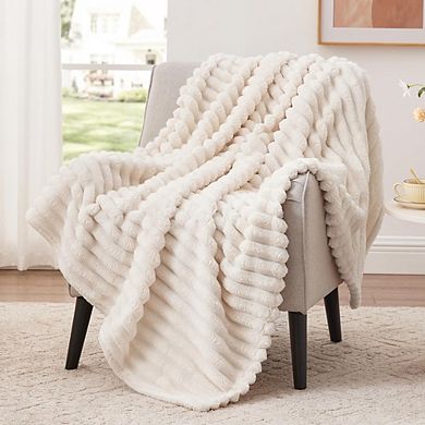 Striped Throw Blanket Soft Lightweight Flannel Cozy All Season Decorative Blanket