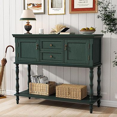 42" Vintage Console Table with Storage Shelf and 2 Doors