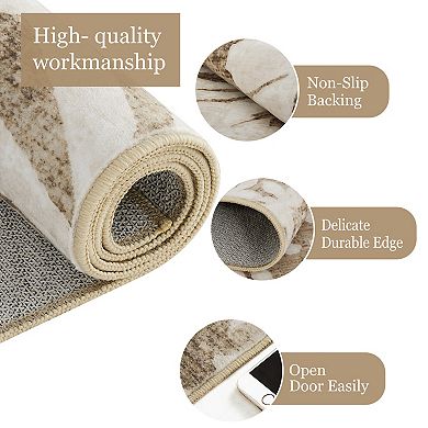 Area Rug Modern Botanical Floral Print Accent Rug with Non-Slip Backing, Soft Low Pile Contemporary