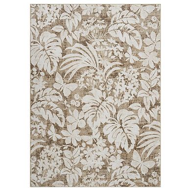 Area Rug Modern Botanical Floral Print Accent Rug with Non-Slip Backing, Soft Low Pile Contemporary