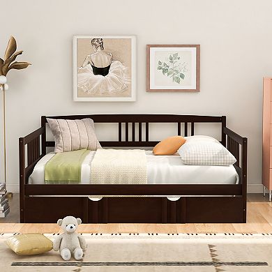 Sailvan Full Size Daybed Wood Bed with Twin Size Trundle