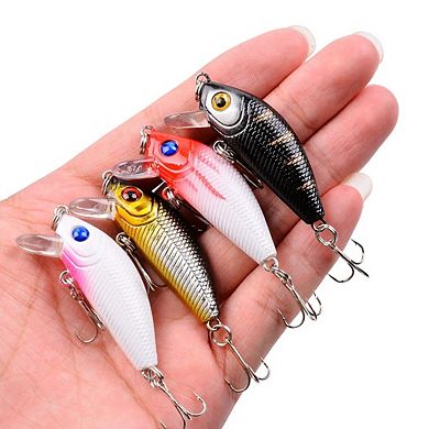 56pcs Fishing Lures Kit Mixed Minnow Popper Crank Baits Hooks