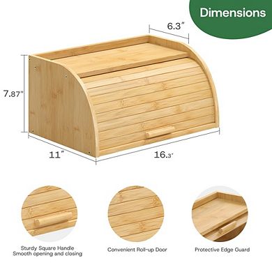Corner Bread Box for Kitchen Countertop, Small Capacity Wooden Bread Storage Container