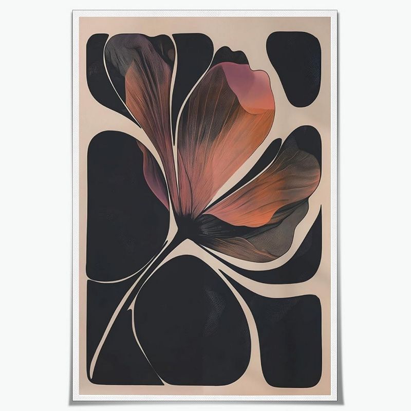 Abstract Botanical Floral Canvas Wall Art Minimalist Mid Century Print ...