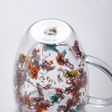 300ml Double Wall Glass Coffee Mug Flower Cup Mother's Day gift