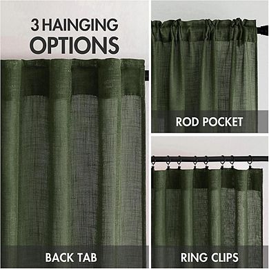 Linen Curtains 2 Panels, Light Filtering, Semi-Sheer Drapes