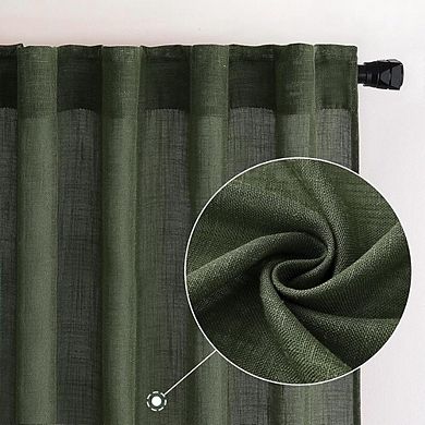 Linen Curtains 2 Panels, Light Filtering, Semi-Sheer Drapes