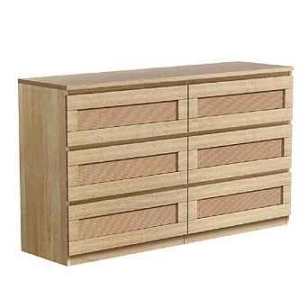 6 Drawer Double Dresser for Bedroom, Wide Chest of Drawers, Boho Dresser for Closet, Living Room