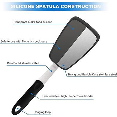 2-Piece Flexible Silicone Turner Set, Heat-Resistant, Nonstick Cooking Utensils